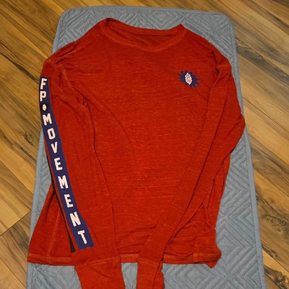 Free People Red Long Sleeve Tee